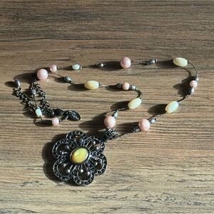 Lia Sophia Flower Beaded Necklace Elegant Multi-Color Beaded Necklace